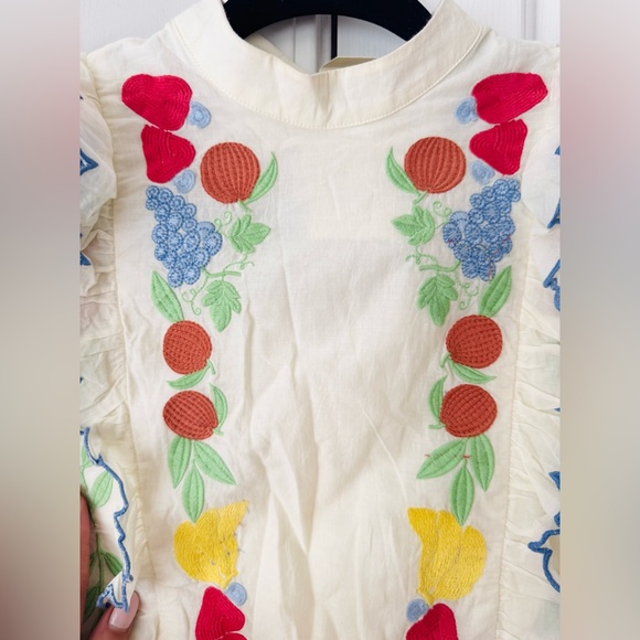 Farm Rio Embroidered Ruffle Mini Tunic Dress - Picture 11 of 15